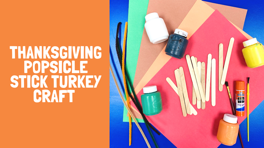 thanksgiving popsicle stick turkey craft text and picture of craft supplies for craft